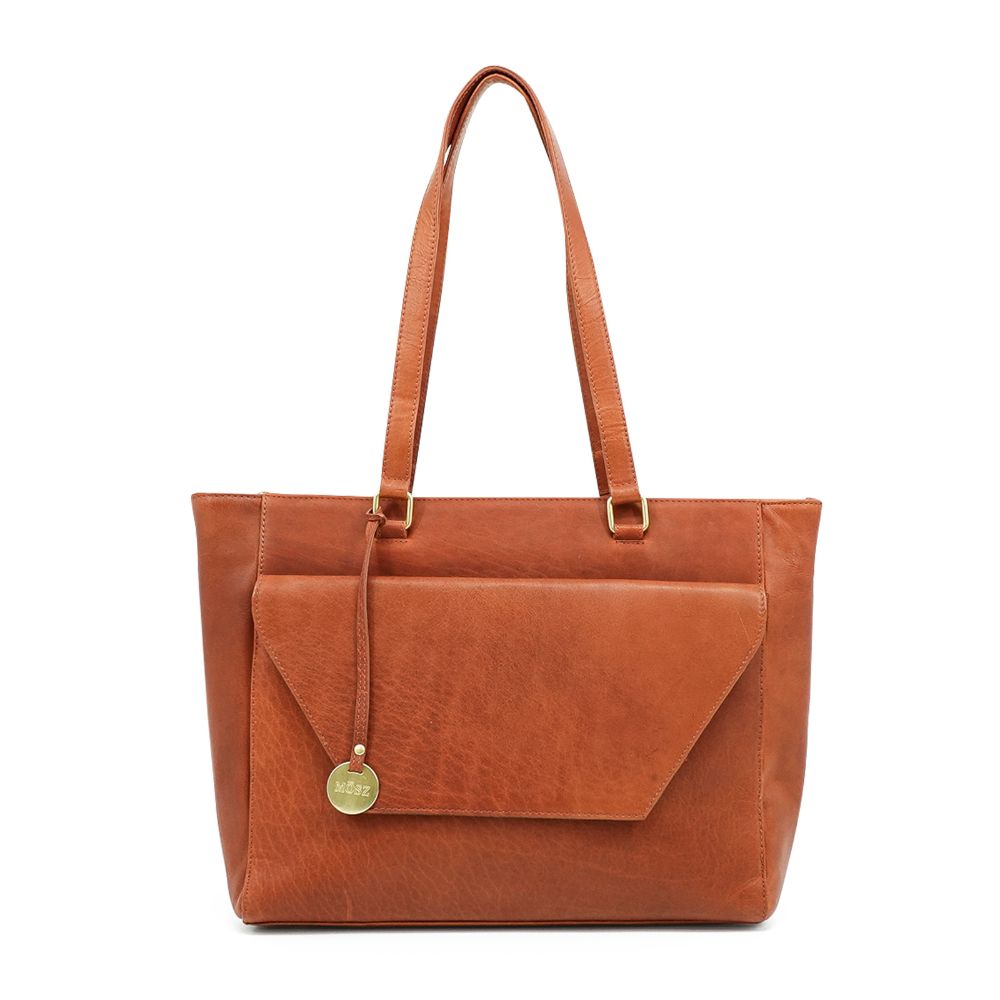 Leren laptoptas dames 15.6 inch cognac M SZ Denise